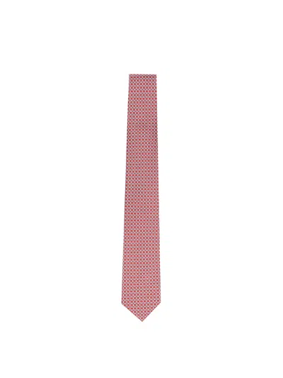 Ferragamo Vara Print Silk Tie In Red