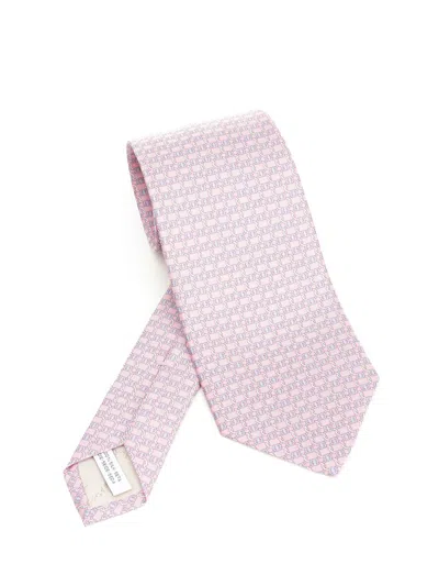 Ferragamo Vara Print Silk Tie Ties And Bow Ties Rose In Pink