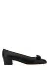 Ferragamo Suede Vara Ballet Flats In Black