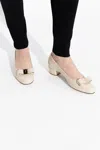 Ferragamo Vara Patent Leather Pumps In Beige