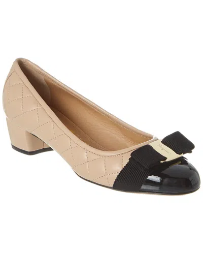 Ferragamo Vara Q 35 Quilted Leather Pumps In Neutrals
