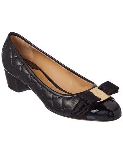 Ferragamo Vara Quilted Leather Pump In Black