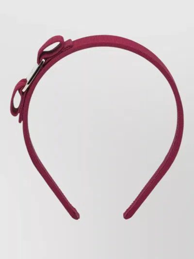 Ferragamo Vara Ribbed Texture Bow Hairband In Red