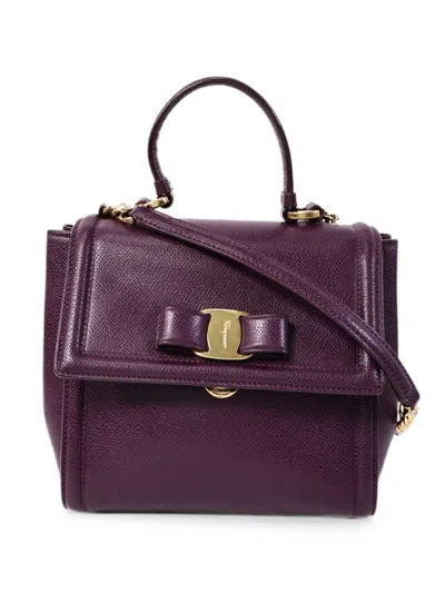 Pre-owned Ferragamo Vara Ribbon Tote Bag In Purple
