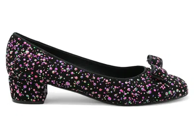 Pre-owned Ferragamo Vara Sequinembellished Pumps (women's) Sneakers In Black