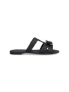 Ferragamo Leather Sandals Bow Detail Metallic Accent In Black  