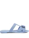 Ferragamo New Vara Bow-detailed Slides In Blue