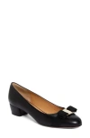 Ferragamo Vara Bow-embellished Patent-leather Pumps In Black