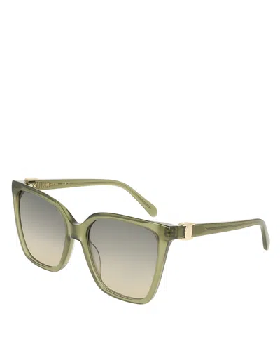 Ferragamo Vara Square Sunglasses, 57mm In Green
