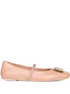 Ferragamo Nude Nappa Leather New Vara Plate Ballet Flats In Pink