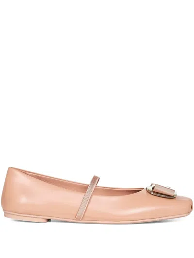 Ferragamo Vara Square-toe Ballet Flats In Pink