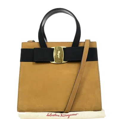 Pre-owned Ferragamo Vara Suede Handbag () In Brown