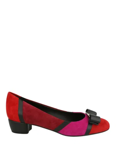 Ferragamo Vara Suede Patchowrk Pumps - Narrow Width In Multi