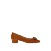Ferragamo Vara Suede Pump In Brown