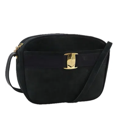 Pre-owned Ferragamo Vara Suede Shoulder Bag () In Black