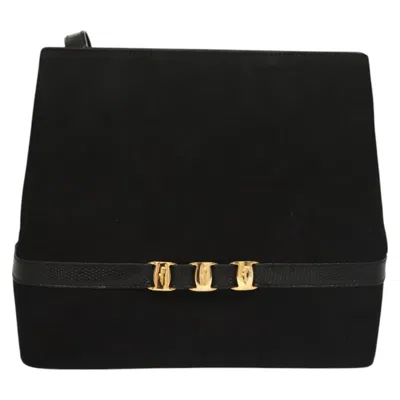 Pre-owned Ferragamo Vara Suede Shoulder Bag () In Black