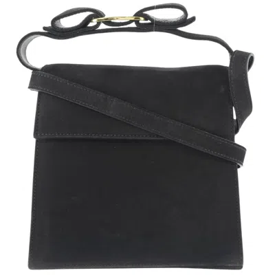 Pre-owned Ferragamo Vara Suede Shoulder Bag () In Black