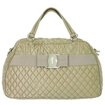 Pre-owned Ferragamo Vara Synthetic Tote Bag () In Beige