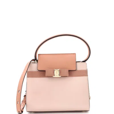 Ferragamo Vara Top Handle Convertible Tote Leather Small In Pink