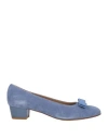 Ferragamo Vara Woman Pumps Light Blue Size 5.5 Leather In Multi