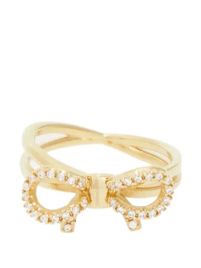 Ferragamo Vara-bow Crystal-embellished Ring In Gold