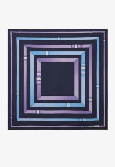 Ferragamo Varelle Vara Print Silk Scarf In Blue
