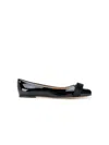Ferragamo Varina Leather Flat In Black