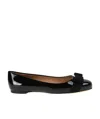Ferragamo Varina Bow-embellished Patent-leather Ballet Flats In Nude