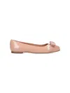 Ferragamo Varina Bow-detailed Patent-leather Ballet Flats In Amaretti