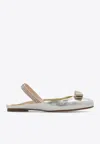 Ferragamo Varina Ballet Flats In Leather In Silver