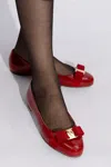 Ferragamo Varina Patent Leather Bow Ballerina Flats In Red