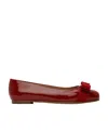 Ferragamo Varina Patent Leather Bow Ballerina Flats In Brown