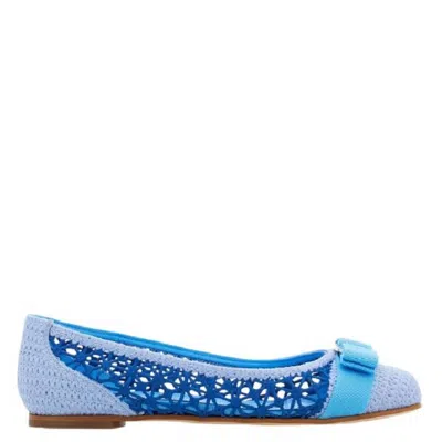 Ferragamo Varina Crochet Ballet Flats In Black