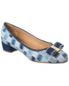 Ferragamo Varina Denim Pump Denim Intr Ls-intrecc In Blue