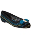 Ferragamo Varina Cotton Bow Ballerina Flats In Blue