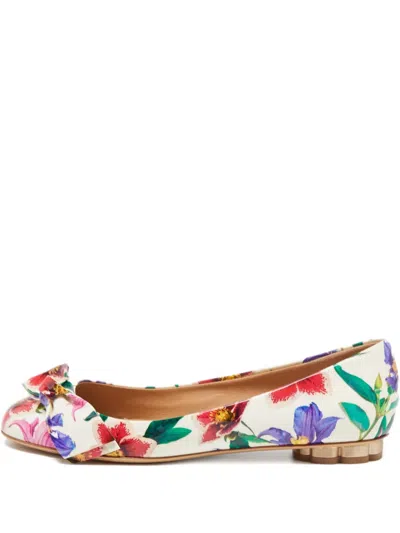 Pre-owned Ferragamo Varina Floral-print Ballet Flats