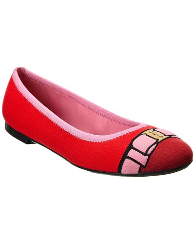 Ferragamo Varina Knit Flat In Red
