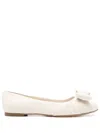 Ferragamo Varina Leather Ballerina Shoes In Neutrals