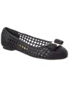 Ferragamo Varina Leather Ballet Flat In Black