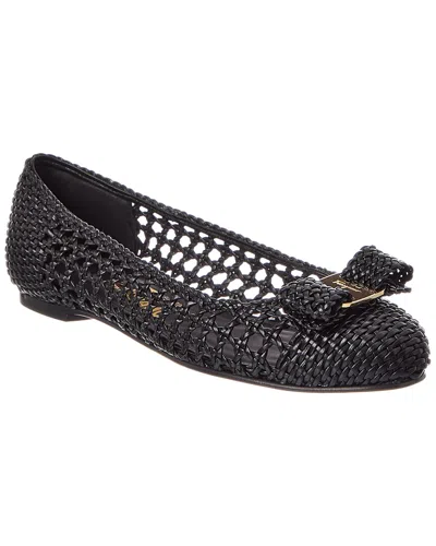 Ferragamo Varina Bow-embellished Balleria Shoes In Black