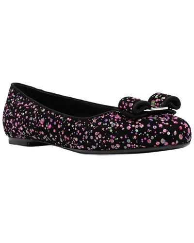 Ferragamo Varina Dot Suede Ballerina Flats In Nero St. M