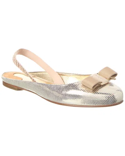 Ferragamo Varina Leather Ballet Flat In Brown