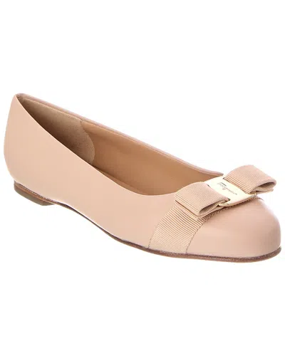 Ferragamo Varina Leather Ballet Flat In Animal Print