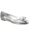 Ferragamo Varina Womens Leather Slip On Ballet Flats In Silver