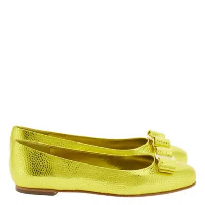 Ferragamo Varina Leather Ballet Flats In Multi