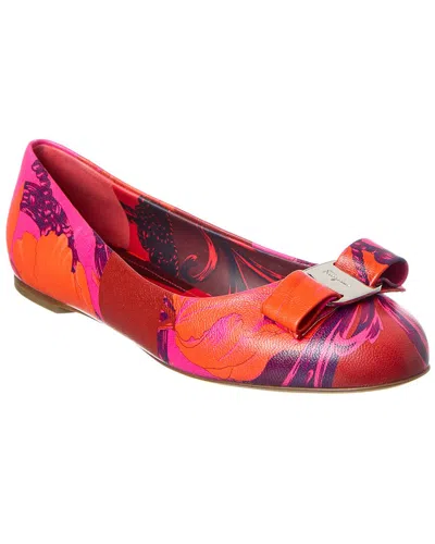 Ferragamo Varina Leather Flat In Pink