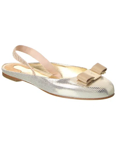 FERRAGAMO FERRAGAMO VARINA LEATHER SLINGBACK FLAT