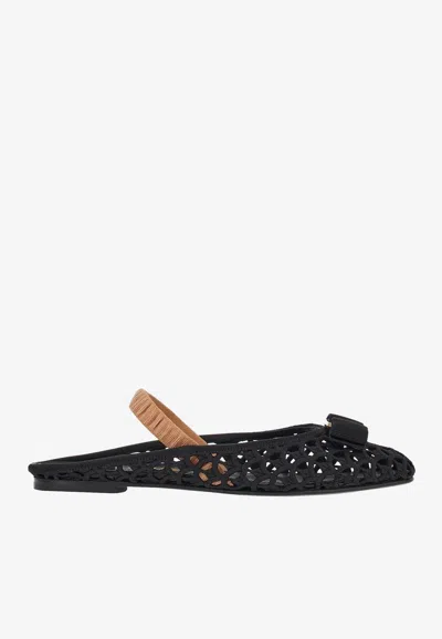 FERRAGAMO VARINA MACRAMÉ WEAVE SLINGBACK FLATS
