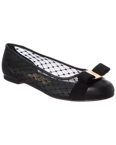 FERRAGAMO FERRAGAMO VARINA MESH & LEATHER FLAT