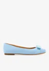 Ferragamo Varina Leather Ballerina Shoes In Sky Blue
